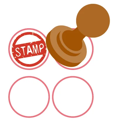 スタンプラリーの台紙とスタンプのイラスト